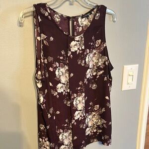 Papermoon Eggplant Purple Floral Sleeveless Top Size XL
